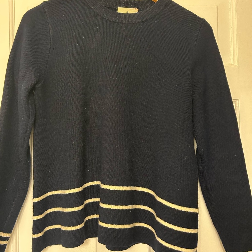 Navy Blue Striped Knit Women’s Sweater